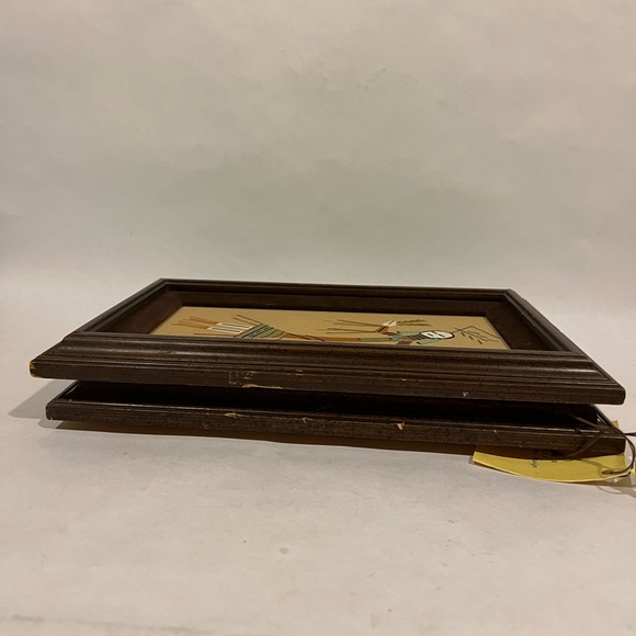 Authentic Navajo Indian Sand Art Painting Framed Lot Of 2 Rainbow Yei By Keedah - Picture 12 of 15